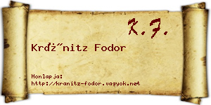 Kránitz Fodor névjegykártya